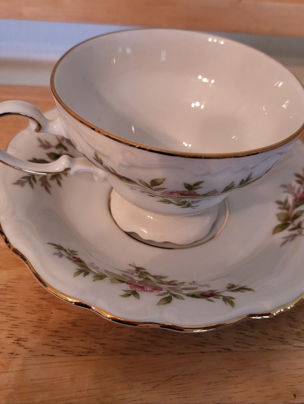 Johann Haviland Bavaria Germany Tea Cup and Saucer Set Pink Rose gold trim !
